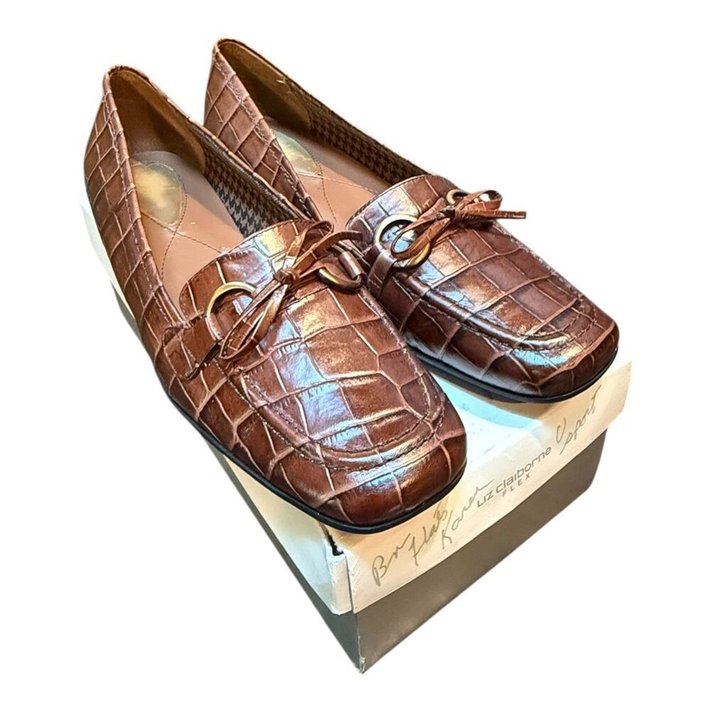 Brown Croc Classic Leather Loafers Preppy Old Money Career Sz 9.5B EUC READ